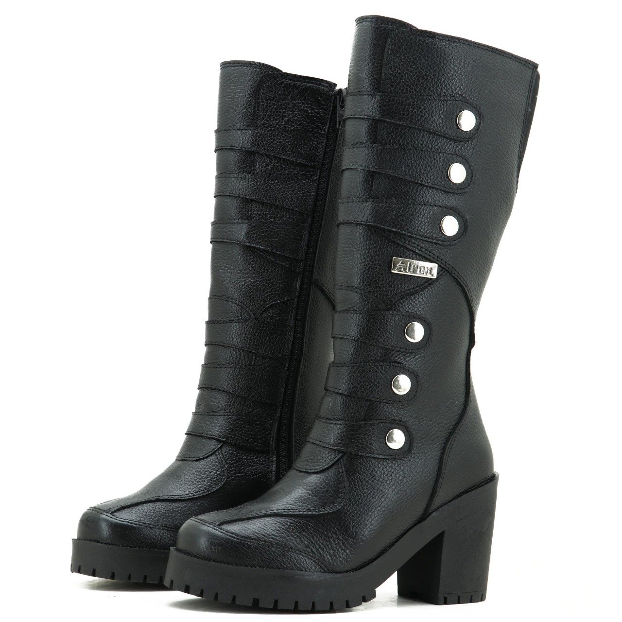 Bota Motociclista Feminina Roqueira Couro Legítimo Cano Longo 9403 - Imagem 2