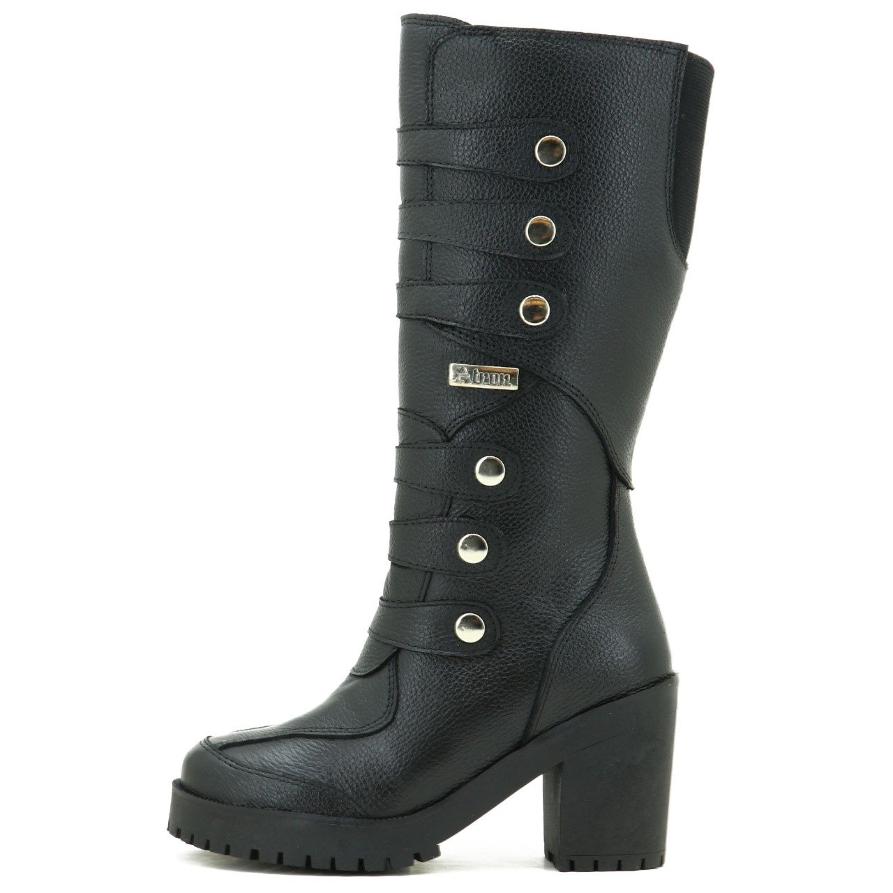 Bota Motociclista Feminina Roqueira Couro Legítimo Cano Longo 9403 - Imagem 3