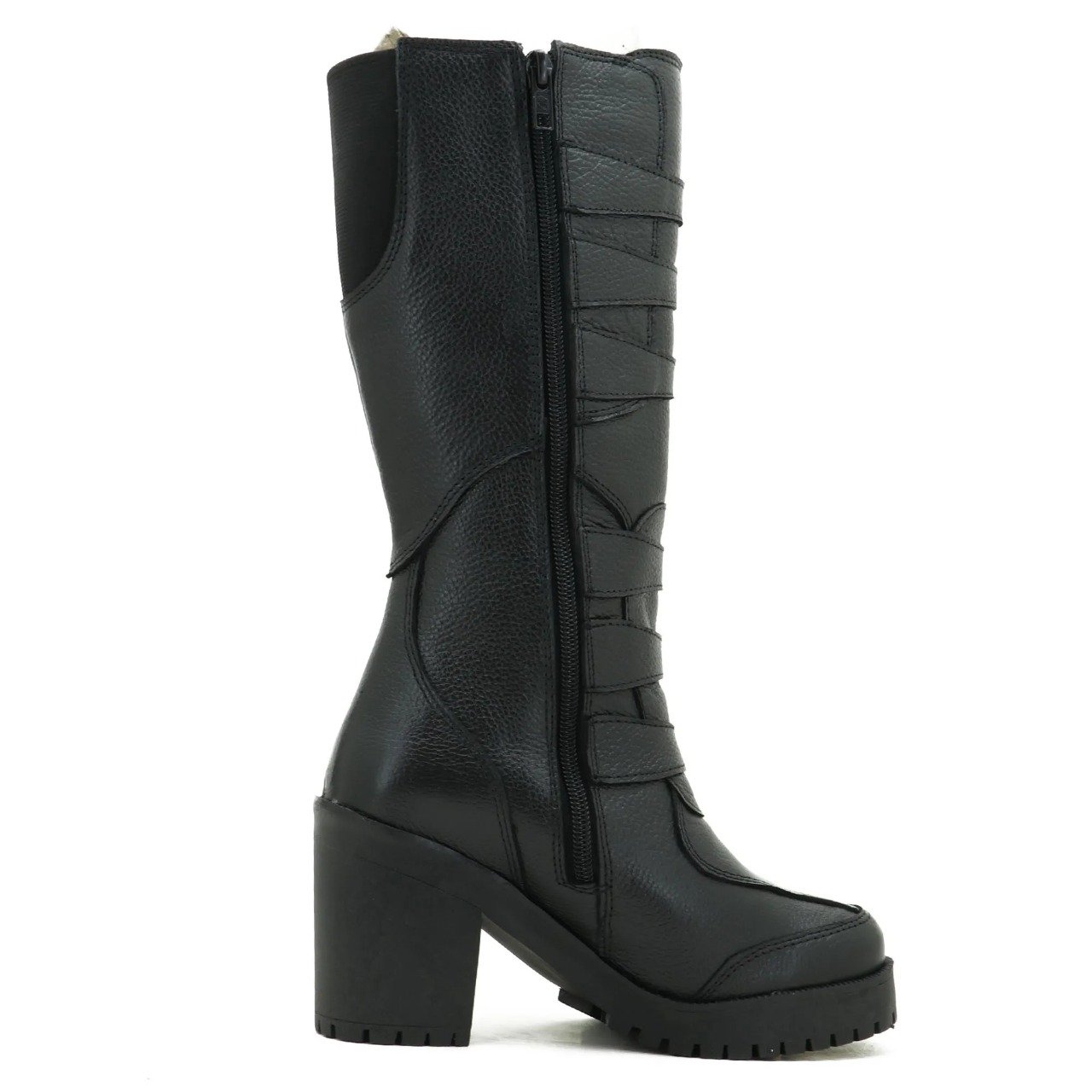 Bota Motociclista Feminina Roqueira Couro Legítimo Cano Longo 9403 - Imagem 4