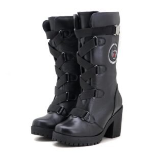 Bota Feminina Motociclista Roqueira Cano Alto 9410