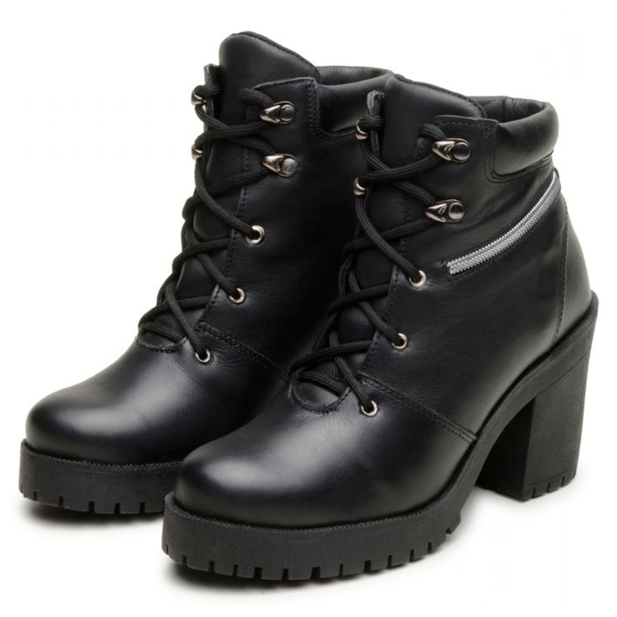 Bota Cano Curto Couro Legítimo 9405 Preta 11