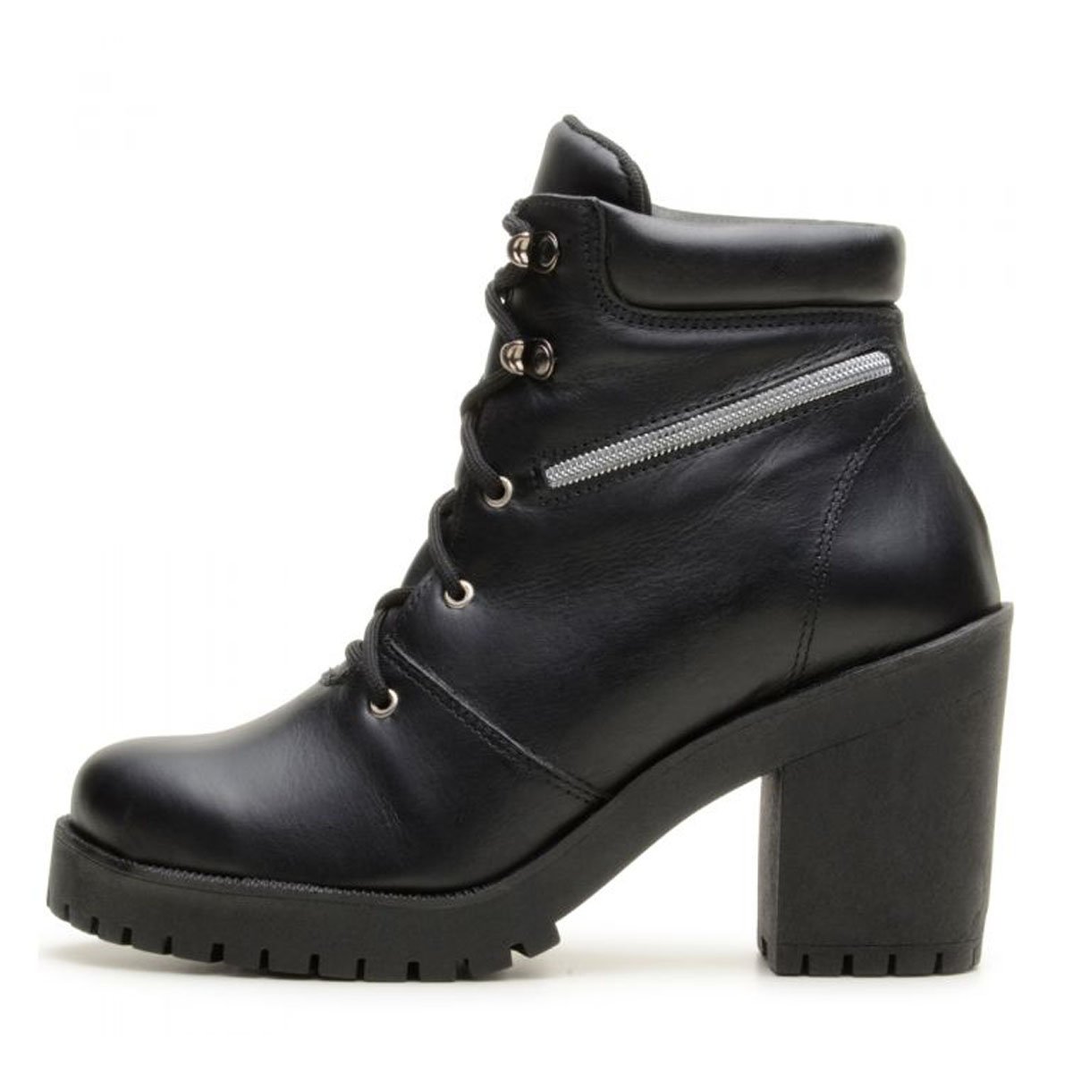 Bota Feminina Coturno Cano Curto Couro Legítimo Salto Alto 9405 - Imagem 3