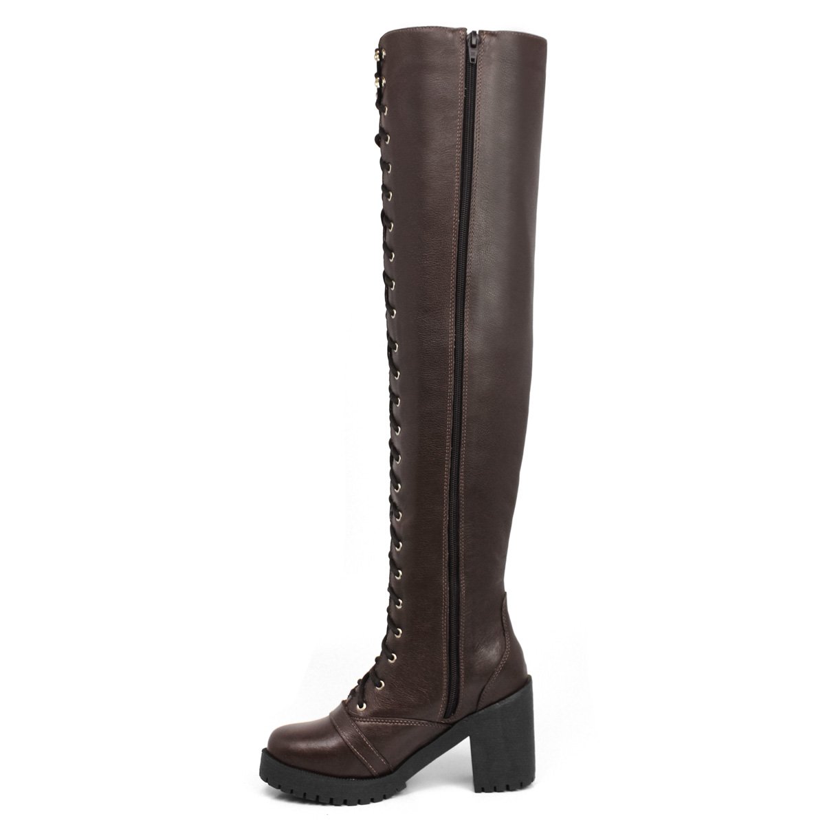Bota Feminina Motociclista Cano Alto Couro Legítimo 68 cm 9415 - Imagem 3