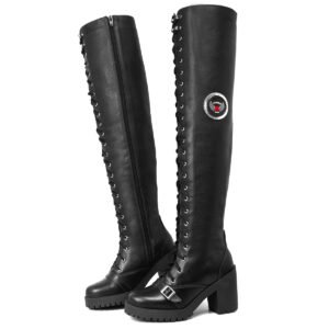 Bota Feminina Motociclista Cano Alto Couro Legítimo 68 cm 9415