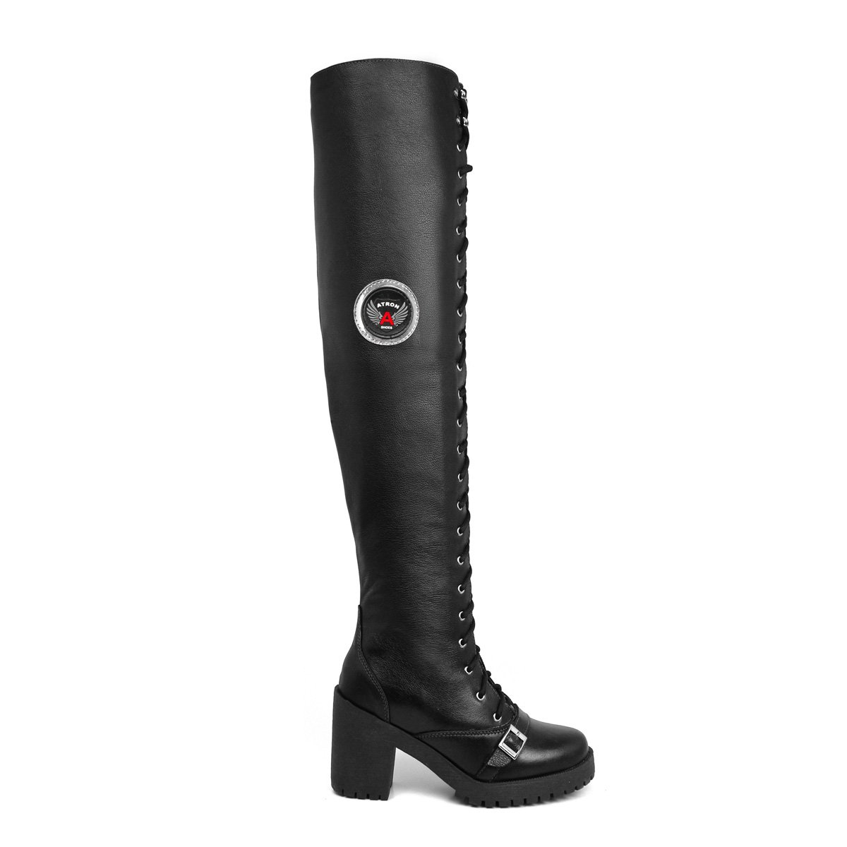 Bota Feminina Motociclista Cano Alto Couro Legítimo 68 cm 9415 - Imagem 3
