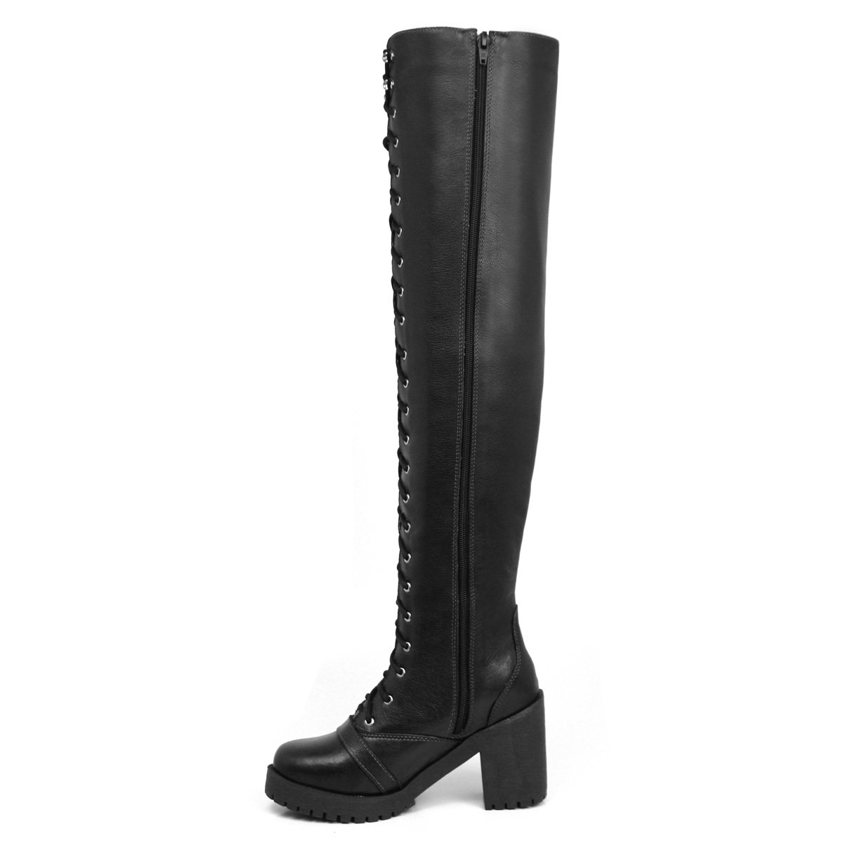 Bota Feminina Motociclista Cano Alto Couro Legítimo 68 cm 9415 - Imagem 4
